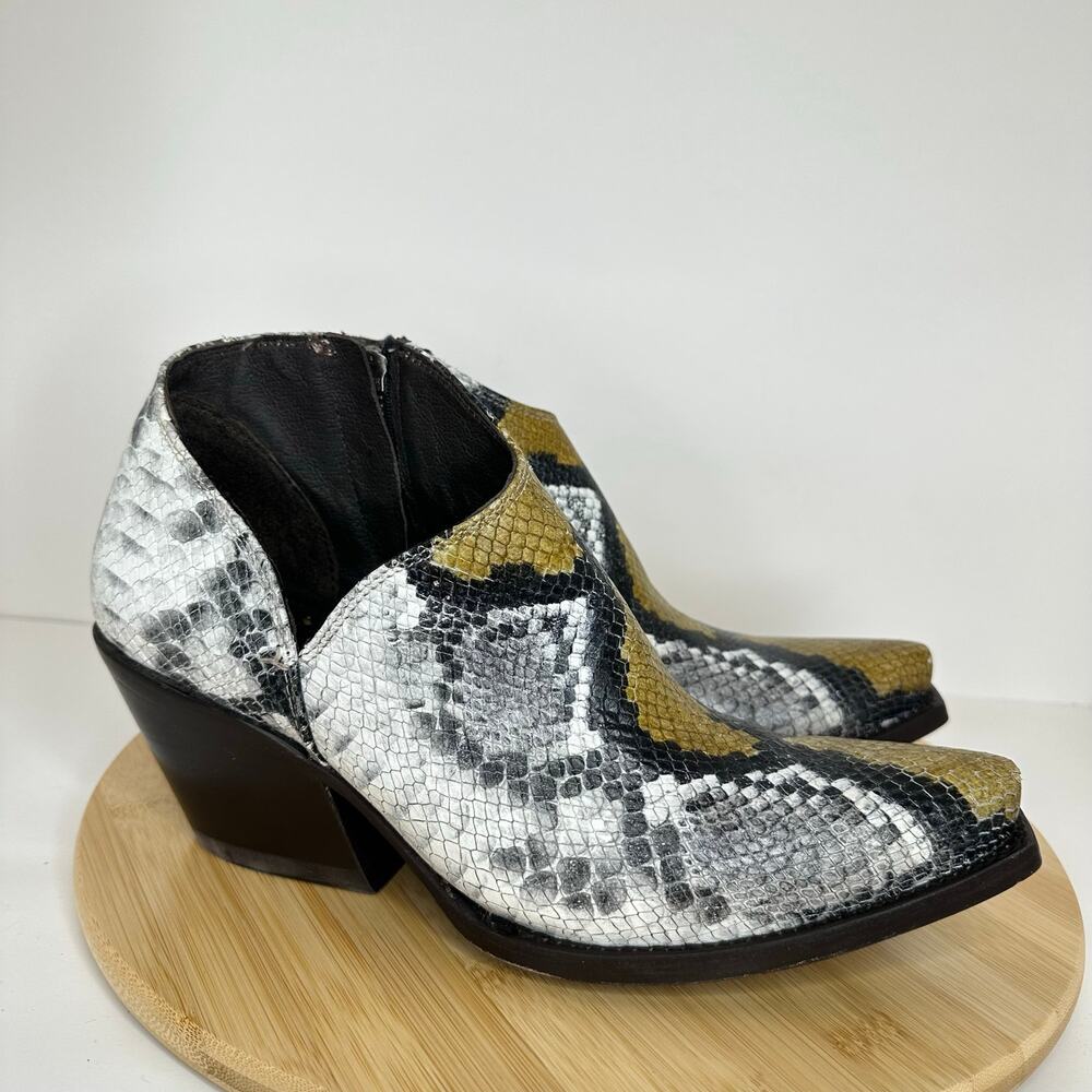 Ariat Jolene Western Yellow Snake Leather Boot Snip Point Toe 10042428 Size 10 B